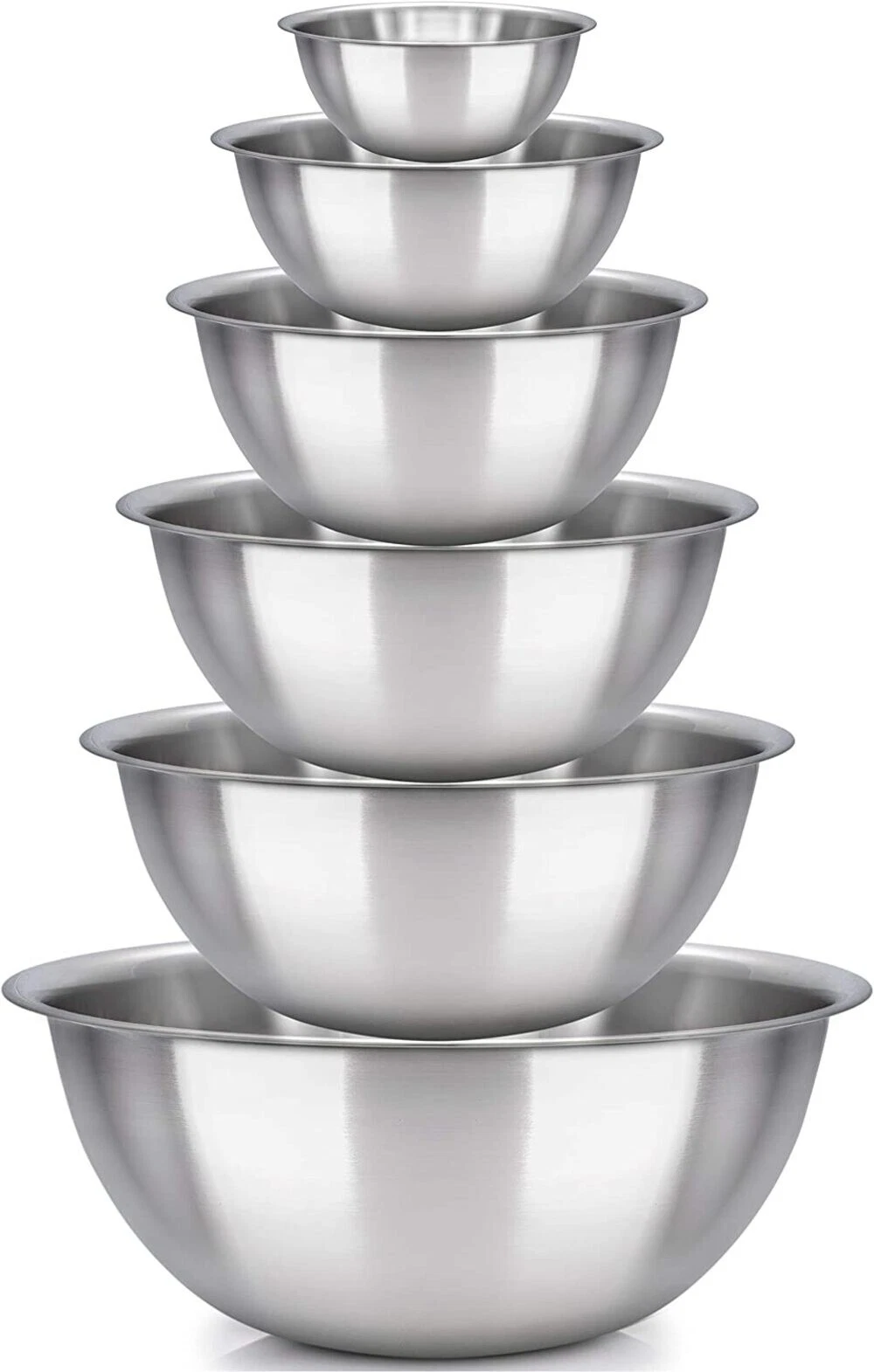 21 Stainless Steel Mixing Bowls Set of 6 for Cooking & Serving - Image 1